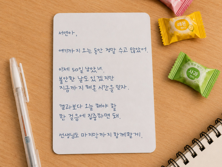 A7 카드 손글씨 완성 모습