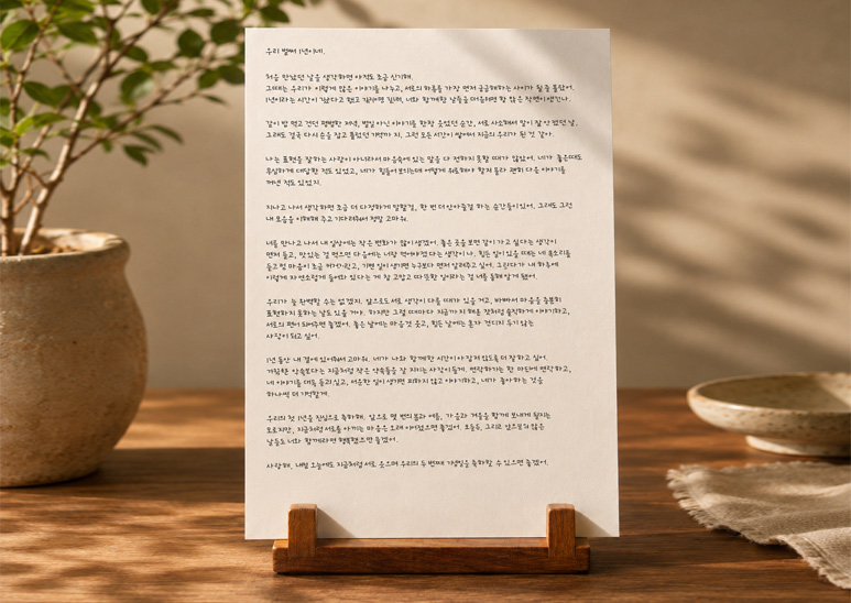 A4 용지 손글씨 완성 모습